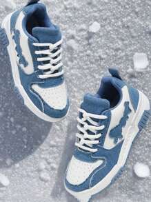 Boys' Soft Bottom Non-Slip Flat Casual Fashion Black & White Sports Shoes, Versatile Everyday Wear, Spring & Autumn