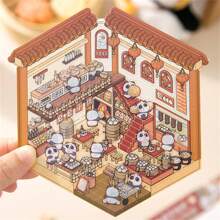 Miniature House Scene Simulation Business Game Stickers 3D Decorative Stickers For DIY Crafts And Diaries Storage Beautification Stickers 3.0, 4.0, 5.0 Three-Dimensional House Miniature Scene Cute Stacking Manual DIY Stickers No Need To Cut Christmas Party Gifts Funny And Cute Cartoon Scene Stickers, Suitable For Adults And Teenagers To Relieve Stress And Kill Time,School Supplies,Back To School