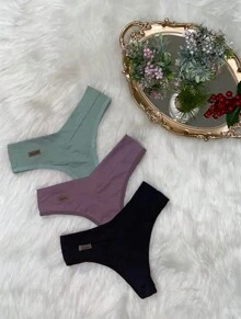 Kit 4 Panties Mid-Rise Double Thong, Polyamide!!!! - Multicolor - View 1