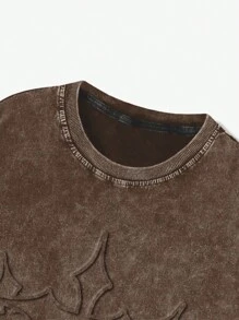 Lonblece Camiseta de manga corta para hombre con estampado de copos de nieve vintage lavada y rasgada, adecuada para primavera y verano
