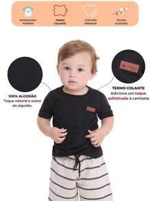 Kit Of 3 Short Sleeve T-Shirts For Baby Boys, Basic, Plain, Sizes 2 To 12 - Nhiều màu - Xem 2