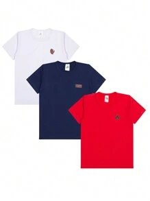 Kit Of 3 Short Sleeve T-Shirts For Baby Boys, Basic, Plain, Sizes 2 To 12 - Nhiều màu - Xem 7