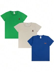 Kit Of 3 Short Sleeve T-Shirts For Baby Boys, Basic, Plain, Sizes 2 To 12 - Nhiều màu - Xem 9