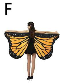 1 pieza Capa de Halloween Pequeña capa con alas de mariposa estampada Disfraz de alas de mariposa pequeñas para fiestas, bailes, Halloween