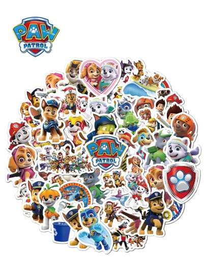 Paw Patrol 50 张贴纸，卡通可爱人物，极具吸引力，创意防水贴纸，DIY 电脑平板电脑滑板装饰生日圣诞惊喜礼物生日、派对生日圣诞节、女孩生日装饰、Pat Patrol、 生日派对装饰、、 生日、 生日装饰、性别揭示、、儿童