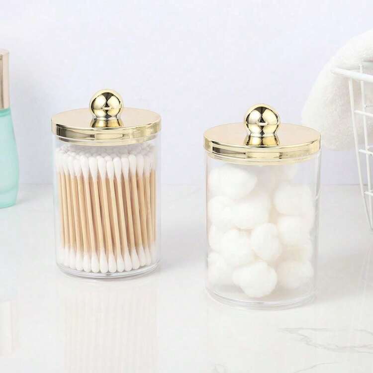 Swab Ball Pad Holder, Plastic Storage Container With Lid, 10 Oz Qtip Apothecary Jar Clear Storage Box Makeup Organizer, Bathroom Containers Dispenser,For Holiday Beach, Bathroom Collection, Bedroom Collection, Large Capacity