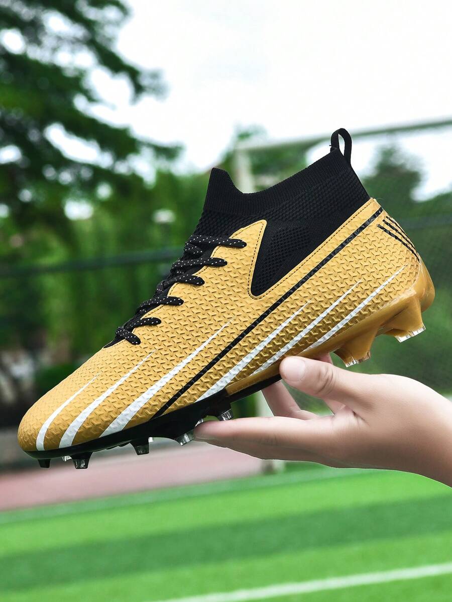1 Pair Men's High Top Soccer Cleats, Breathable Outdoor Team