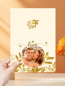 1pc Custom Photo & Text Autumn Greeting Card, Both Inside And Outside Pages Can Be Customized. The Perfect Valentine's Gift For Your Girlfriend Or Boyfriend.Birthday Card, Thank You Notes In The Fall, Celebrate The Harvest For The Autumn Festival Gathering Baby Shower Family Decorations Gifts Winter Eve Gifts Back To School Winter Gift Ideas Boy Girl Valentine's Day