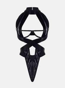 女士性感内衣颈链女士内衣吊带泰迪内衣连体迷你娃娃装带钢圈