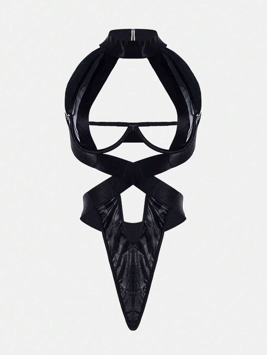 女士性感内衣颈链女士内衣吊带泰迪内衣连体迷你娃娃装带钢圈