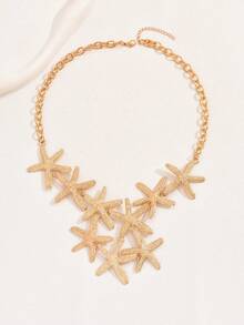 1 件嘻哈海星项链青少年夸张大海星吊坠项链派对珠宝 - 金色 - 查看 2
