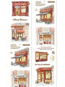 1卷和纸胶带，咖啡笔记系列，复古精致咖啡主题胶带贴纸，剪贴簿用品，装饰笔记本，相框，手机壳，水杯，垃圾桶，文具盒，DIY个性拼贴