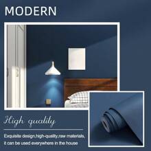 1 Roll Home Decor Stick Wallpaper Roll, Waterproof Vinyl Contact Paper For Living Room Wall Sticker Cabinets Kitchen Decor - Blue - View 9