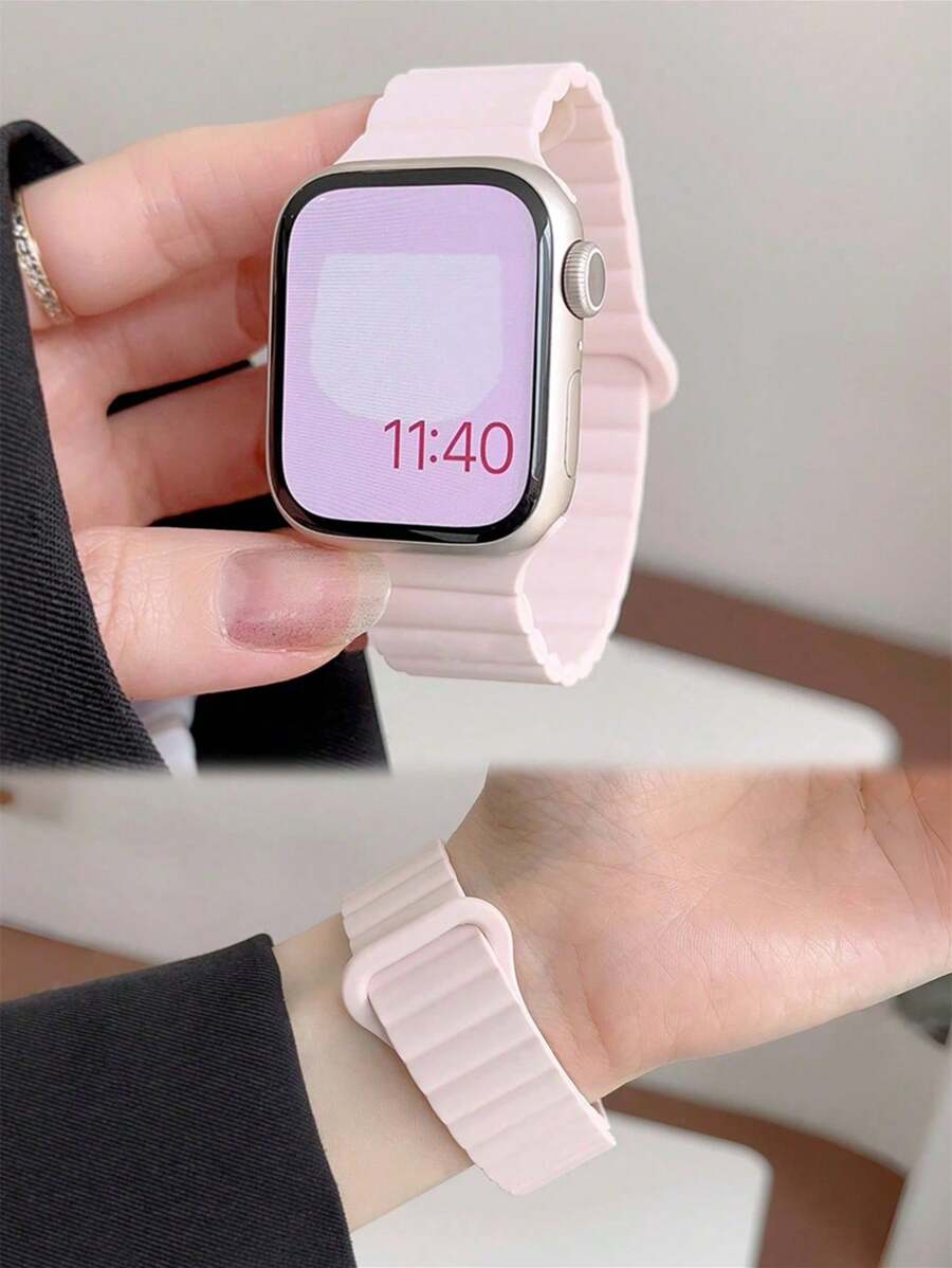 1条男女通用硅胶磁吸表带，兼容 42mm、38mm、40mm、41mm、44mm、45mm、46mm、49mm，时尚智能手表替换表带，适用于Ultra2、Ultra SE2、SE 11、10、9、8、7、6、5、4、3、2、1系列，学生返校季好礼