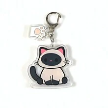 亚克力可爱猫咪挂件钥匙扣甜美卡通猫咪宠物印花钥匙扣配饰小礼物动漫 - 彩色 - 查看 15