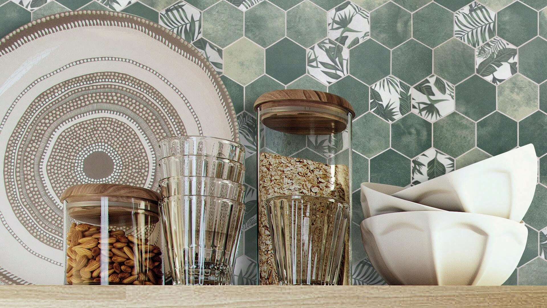 10Sheet Peel And Stick Backsplash Hexagon Stick On Tile, Cement