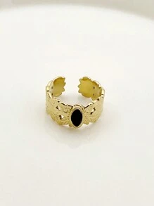 Mazuer 1 peça anel retrô vintage preto dourado moderno com design minimalista em formato de X e zircônia em formato de coração, adequado para formatura, dia das mães, presente de formatura, feriados, festas, uso diário, férias