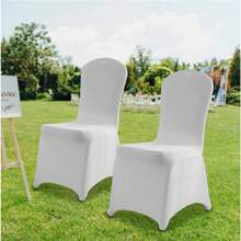 50Pcs Chair Covers Spandex Lycra Universal Slipcovers Dining Chair Cover Wedding Party - 50pcs White - View 2