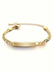1 Personalized Stainless Steel Glossy Women's Bracelet - Laser Engraved Custom Nameplate, Commemorative Gift, Unique Accessory Only Supporting English