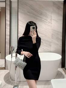 1pc Luxury Box Shaped Rhinestone Evening Clutch Bag, Formal Party Handbag, Shiny Rhinestone Mini Box Shaped Evening Bag For Formal Dress, Ball, Wedding, Anniversary, Glamorous Rhinestone Bag
