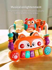 1pc Baby Fox Electronic Piano Toy, Multifunctional Early Education Intelligent Musical Toy, Suitable As Baby Gift (Color & Expression Pattern Random)