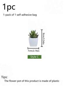 1 件/3 件套人造多肉迷你盆栽植物 - 适用于商店、家庭、客厅、卧室、浴室、书桌装饰 - 白綠色 - 查看 13