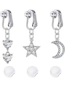 AVYRING 3 件装假肚脐环 假肚脐环 夹式肚脐环 不锈钢非穿孔假肚脐环 女士 - 彩色 - 查看 17