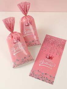 25个玫瑰金钻石图案生日快乐礼品袋，玫瑰金主题洗礼生日派对装饰，礼品包装用品，糖果饼干袋，情人节 - 玫瑰金生日 - 查看 6