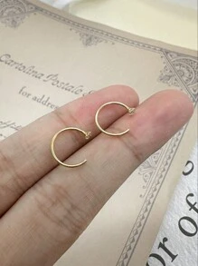 2pcs 925 Sterling Silver 2.0mm Round Cubic Zirconia Open C Design Hoop Earrings - Silver - View 5