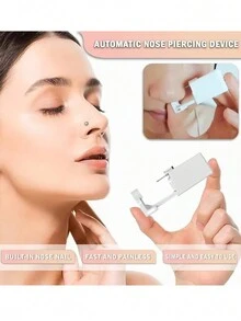 3/10/15件装耳洞穿刺枪一次性消毒安全耳环穿刺器套装耳钉鼻孔穿刺机身体珠宝工具配件 - 彩色 - 查看 1