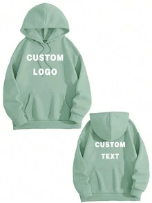 Christmas Declarations, Custom Christmas Event Costumes, Winter Women's Wear, Custom Personalized Women's Hoodies And Sweatshirts - Add Your Own Text (Slogan/Logo/Declaration/Life Motto/Attitude/Internet Meme/) To Design Your Own Personalized Prints, Logos | Business | Wedding Gifts | Party Costumes | Birthday Gifts | Halloween Costumes | Christmas Costumes, Custom T-Shirts, Custom Text - Mint Green - View 2