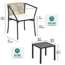 3 Pieces Outdoor Patio Wicker Bistro Rattan Furniture 2 Stack Chair Coffee Table - Beige - View 3