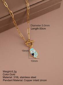 1 pieza Collar con colgante de ojo y corazón con cadena de cierre de acero inoxidable, joyería de moda para mujer, regalo de Halloween, San Valentín, mamá, madre, Día de la Madre