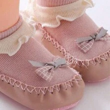 1 Par De Calcetines Para Zapatos Infantiles, Calcetines Antideslizantes Para Bebé, Calcetines De Fondo Suave Para Aprender A Caminar, Calcetines Finos Para Primavera Y Otoño De 0 A 2 Años, Color Aleatorio