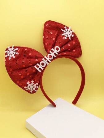 1pc Glitter Christmas Big Bow Headband, Suitable For Holiday Hairstyle Decoration ,Hair Hoop Hairband For Women Hair Accessories
