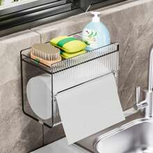 2pcs Multi-Functional Waterproof Tissue Box, Bathroom Wall Mounted Acrylic Toilet Paper Holder Rack Back To School