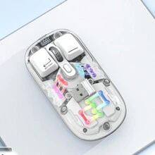 轻便便携式蓝牙双模无线鼠标，可充电静音电脑笔记本电脑办公游戏 RGB 背光 T200 双模无线鼠标 2.4G/蓝牙 5.0 磁性充电设计 - 彩色 - 查看 9