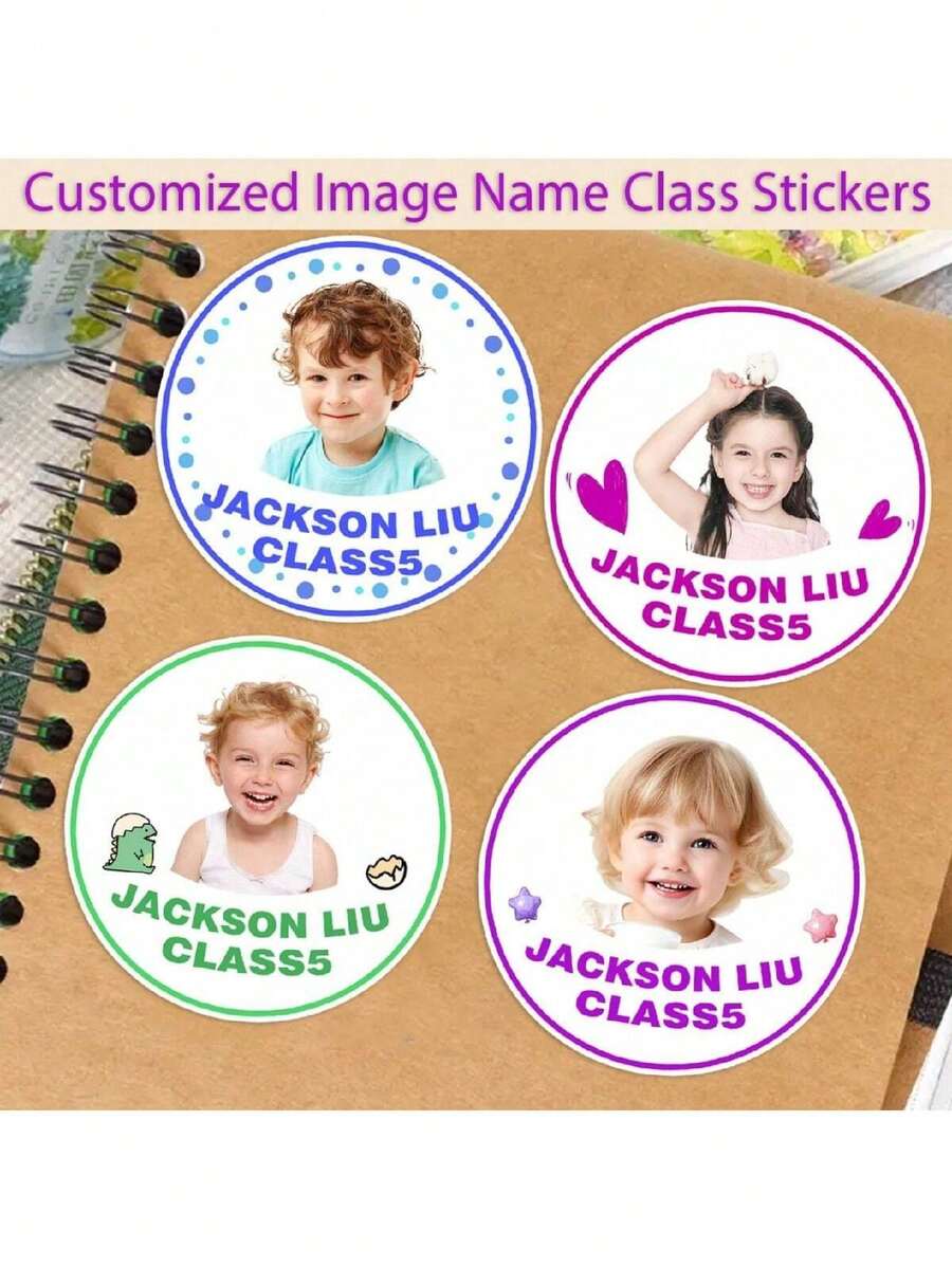 Colorful Circular Half Body Photo Sticker,Custom Name Stickers For