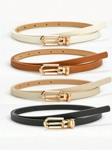 Women's Simple And Versatile Pin Buckle PU Skinny Belt Summer, School Fall, Autumn, Halloween