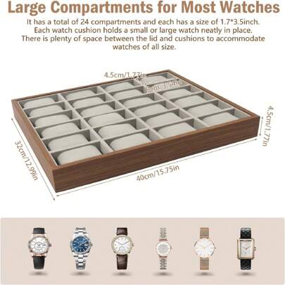TFCFL 24 Slots Wood Watch Box Jewelry Storage Case Organizer Display Box Holder Tray Back To School Dormitory Storage