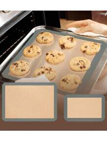 1 件矩形硅胶、不粘、烘焙垫、烘焙垫、餐垫、 - 米色 - 查看 3