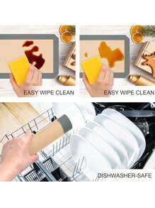 1 件矩形硅胶、不粘、烘焙垫、烘焙垫、餐垫、 - 米色 - 查看 6