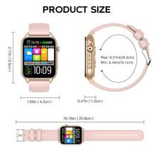 KELEEL 女士智能手表带 LED 手电筒 1.96 英寸高清屏幕防水户外运动智能手表 100 多种运动模式健身追踪器手表带心率睡眠监测器兼容 iPhone Android - 矽膠款 - 查看 11