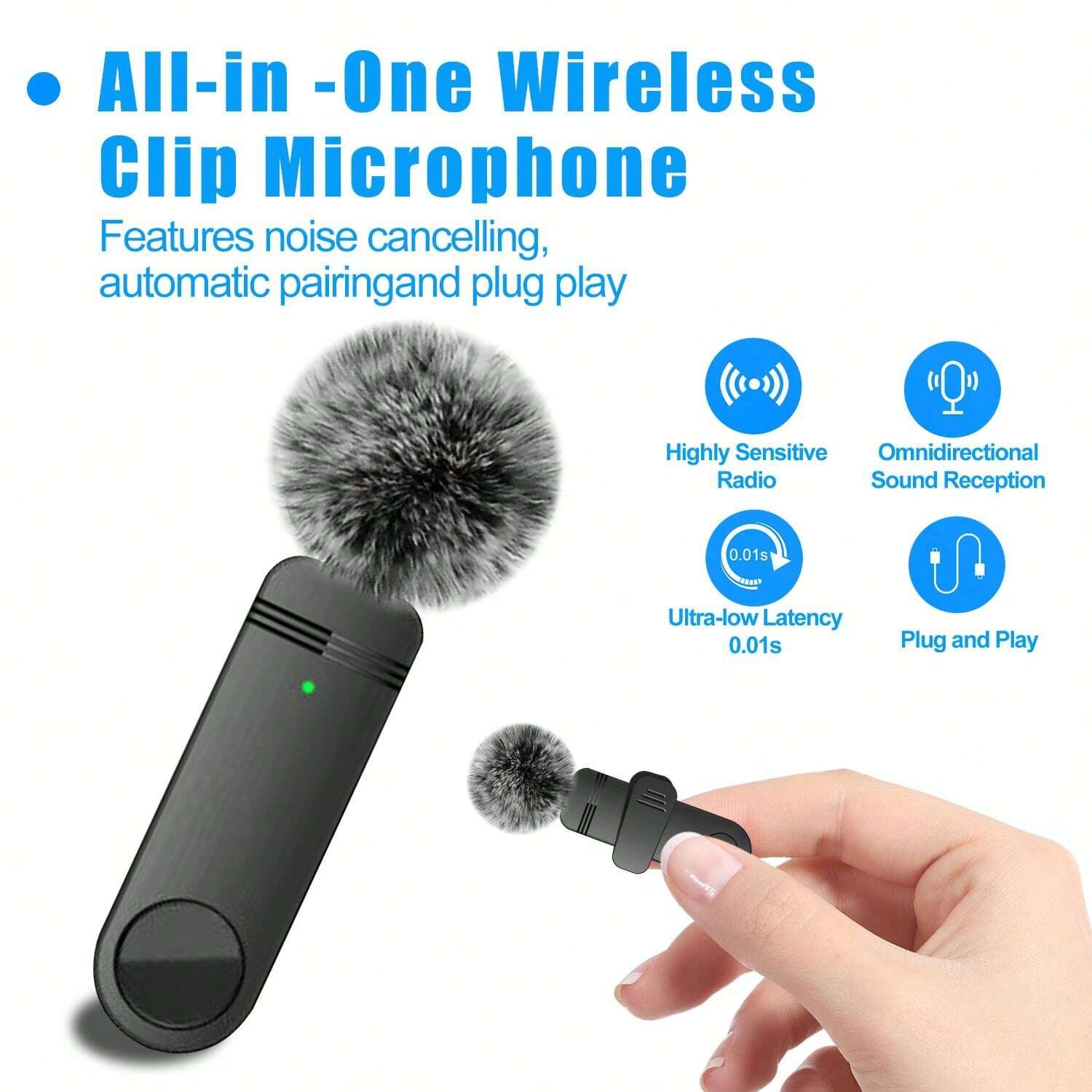 Professional Wireless Lavalier Lapel Microphone Compatible With Iphone