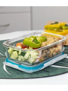 Kit Of 10 Glass Jars 640ml Hermetic Fit Lunchbox With Lid And 4 Locks - Màu xanh lam - Xem 3