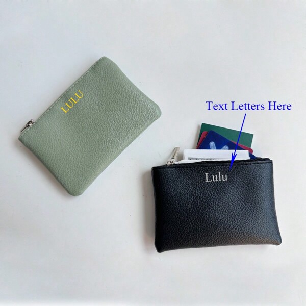 Customized Letters 1PC Classic Men Women Pebble PU Leather Mini Wallet Personalized Name Coin Purse Ultra-Thin Zipper Short Change Bag Purse Small Organizer Card Bag,Multifunction,Versatile,Large Capacity,Lightweight,Functional,Practical,All-Purpose,Colorful,Cute,Adorable,Contracted,Funny,Kawaii,Y2K,Minimalist,Commuting,Business Casual,Basics,Custom,Personalized,Unique,Customized,Ideal Gifts For Him,Ideal Gifts For Her,Her,Boyfriend,Girlfriend,Family,Friends,For Anniversaries,For Birthdays,For Holiday/ Vacation,For Outdoors/Outings/Travel/Hiking/Stadium/Sports/Climbing,For School,For Business/Commute/Work/Office