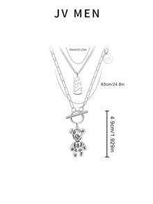 1 件钛钢项链男士哥特式嘻哈吊坠项链，动物项链，适合万圣节、礼物 - 銀色 - 查看 7