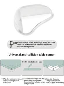 Child Safety Bumper Corners, Acrylic Table Edge Guards, Soft Corners To Prevent Knocks & Bumps - White - View 7