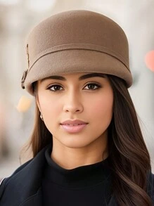 秋冬新款女士贝雷帽，黑色毡帽让脸看起来更小，网红款，羊毛混纺，韩版时尚，百搭，报童帽