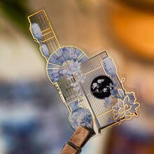 15张/包贴纸包，诗雨画桥系列，复古精致中国传统建筑风格贴纸，PET防水材料烫印工艺，剪贴簿用品，装饰笔记本相框，手机壳，水杯，垃圾桶，文具盒，DIY个性拼贴 - 彩色 - 查看 5